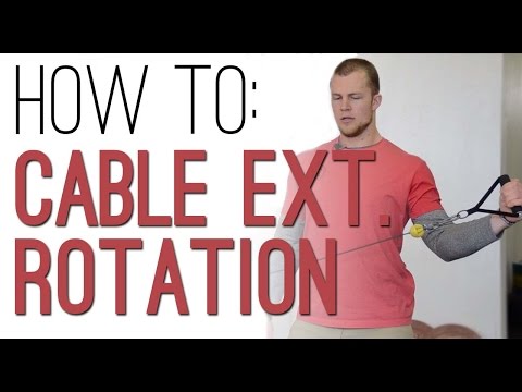 CABLE EXTERNAL ROTATION: Standing Cable Shoulder External Rot. How To - shoulder stability exercise