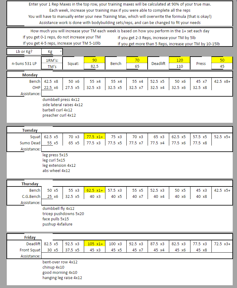 nSuns 531 Program Guide All You Need to Start (All Versions) Lift Vault