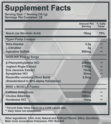 Arez Titanium Pre Workout Ingredients Label