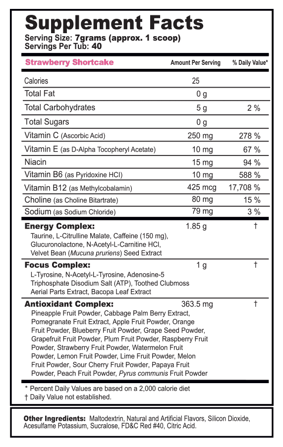 G Fuel Energy Formula Ingredients Label