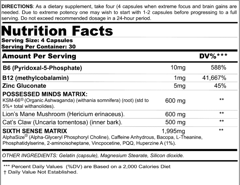 Black Magic Supply Brain Waves Nootropic Ingredients Label