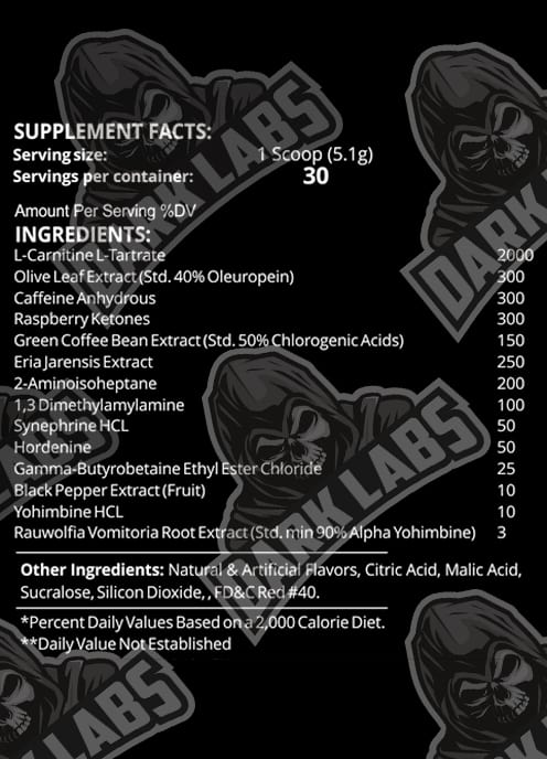 Dark Labs Herolean Ingredients Label