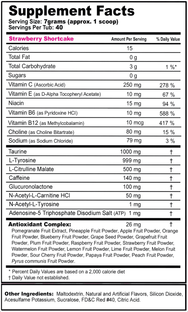 G Fuel Energy Formula Ingredients Label (new)