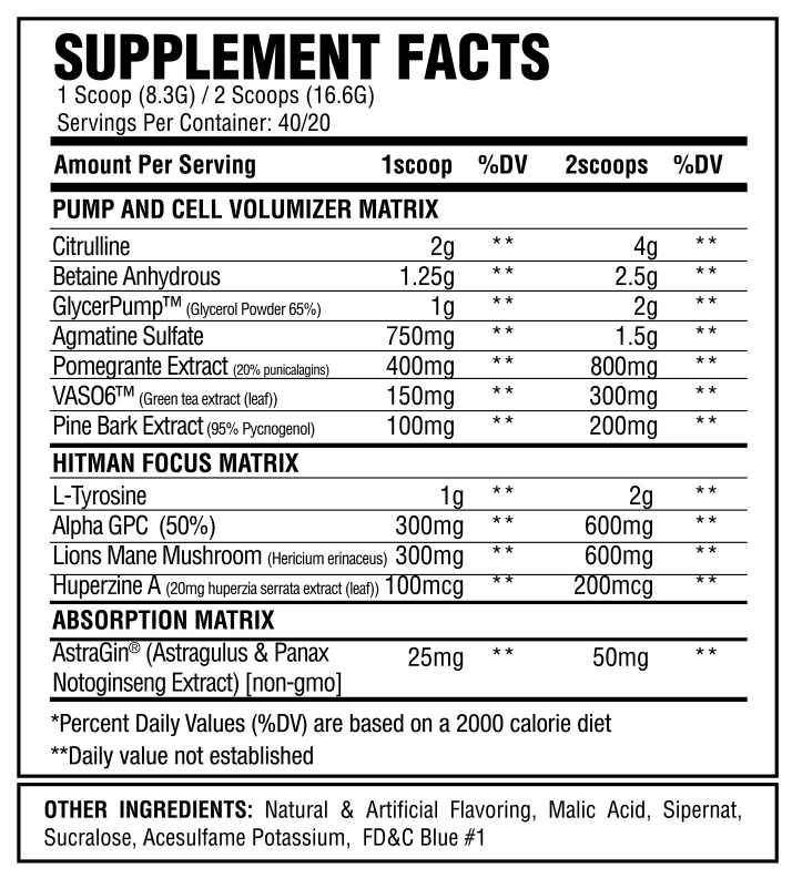 ASC Supplements Sicario Ingredients Label