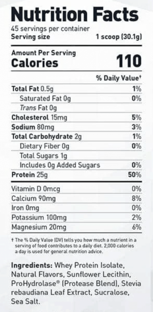 Kaged Muscle Whey Protein Isolate Protein Powder Vanilla Ingredients