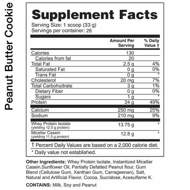 Apollon Nutrition 50/50 Formula X Protein Blend Ingredients Label