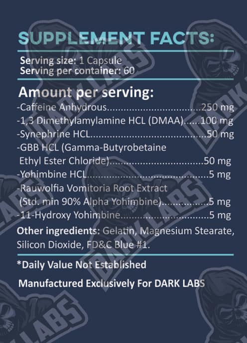 Dark Labs Ripper Fat Burner Ingredients Label