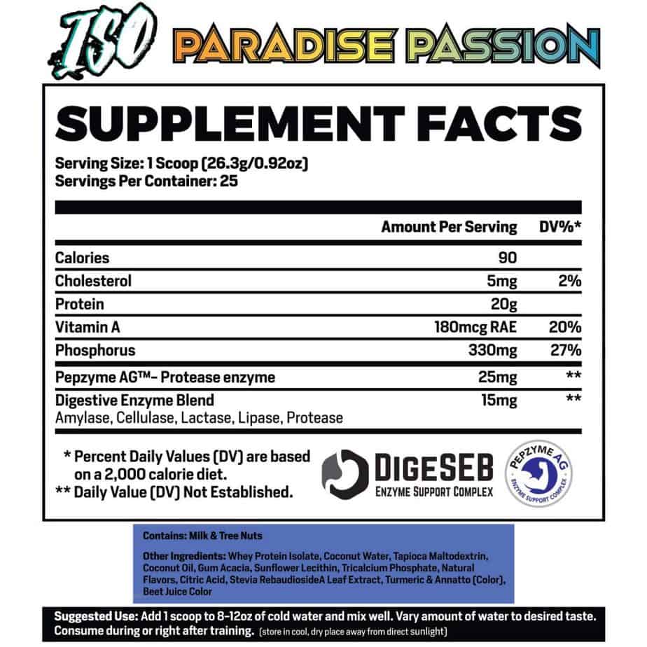 Phase One Iso Clear Ingredients Label
