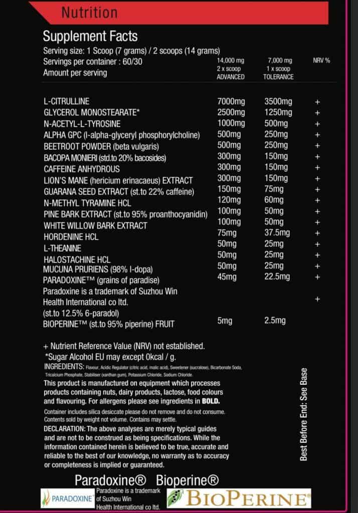 Darkside Onslaught Ingredients