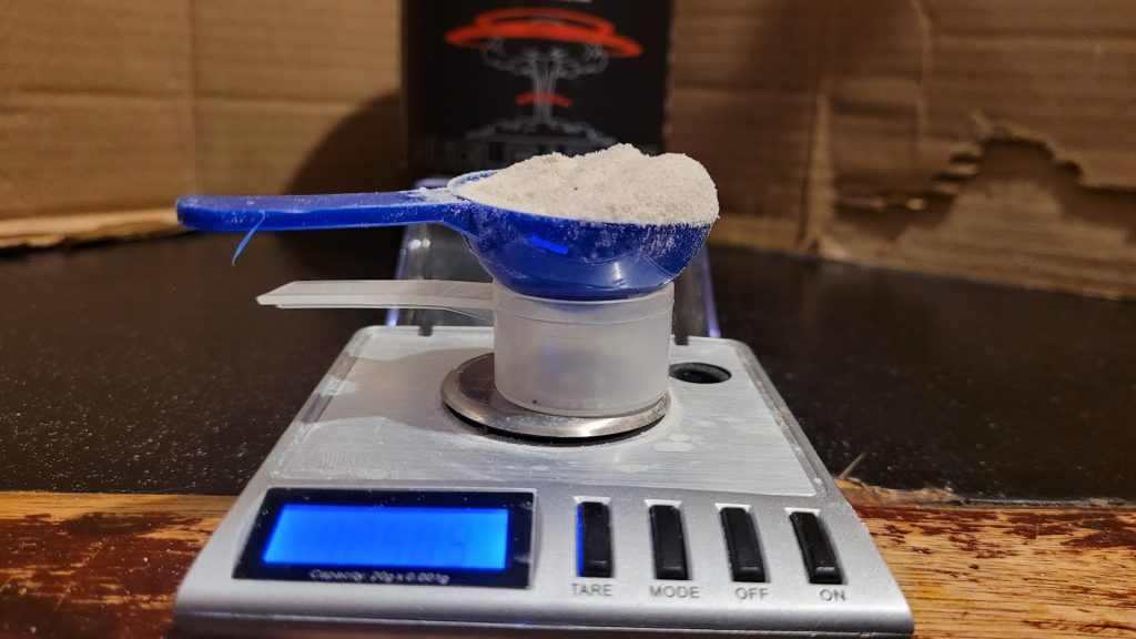 Nuclear Pre Workout Scoop Size (side view)