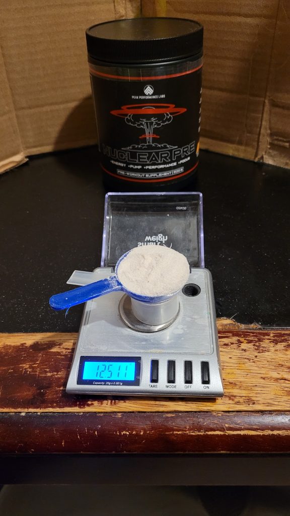 Nuclear Pre Workout Scoop Size (top view)