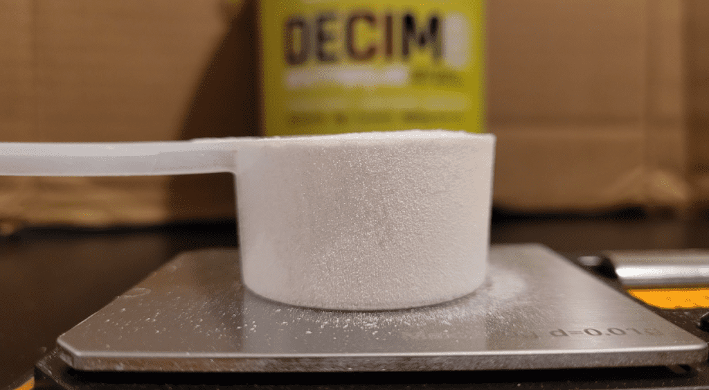 DECIM8 scoop size