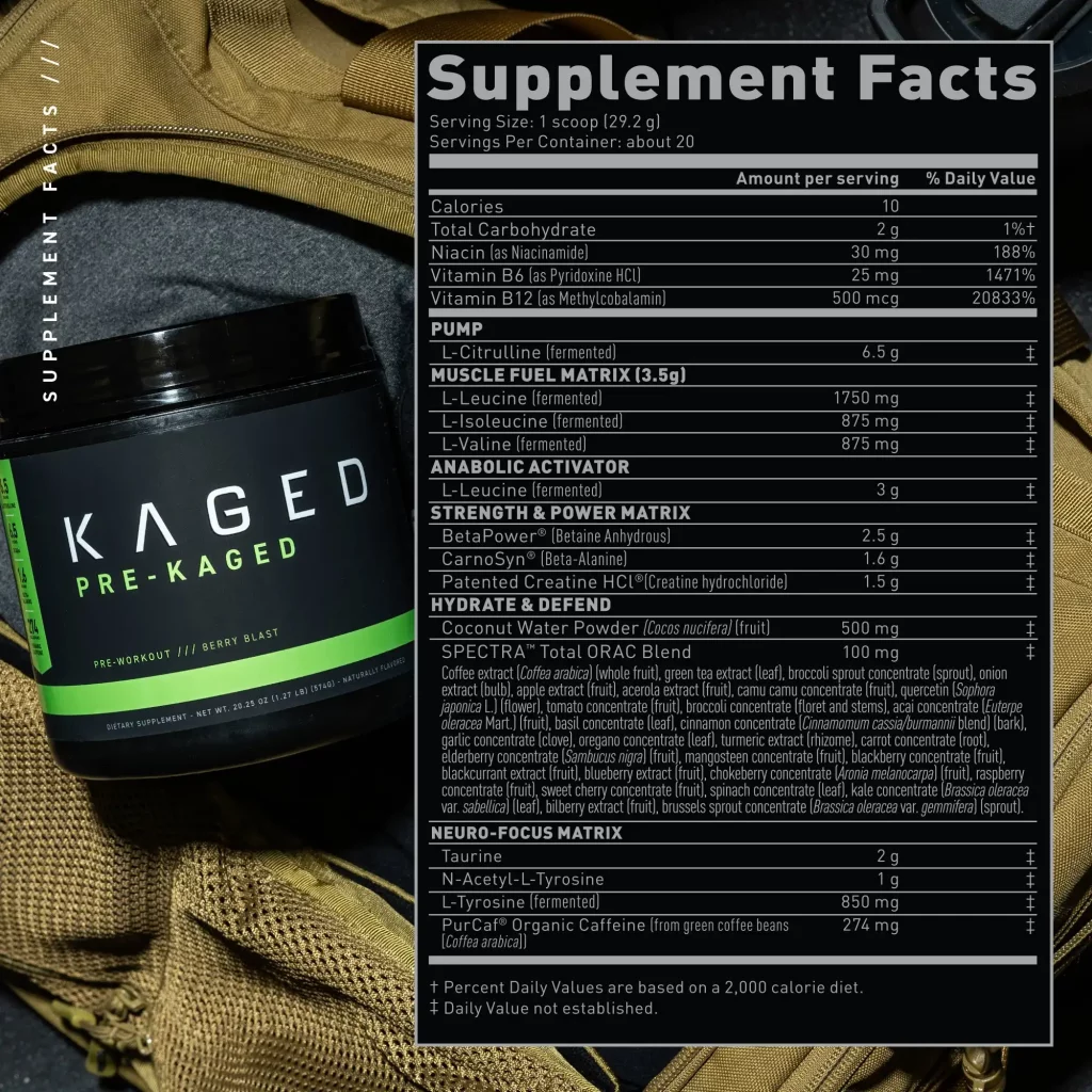 pre kaged pre-workout supplement facts