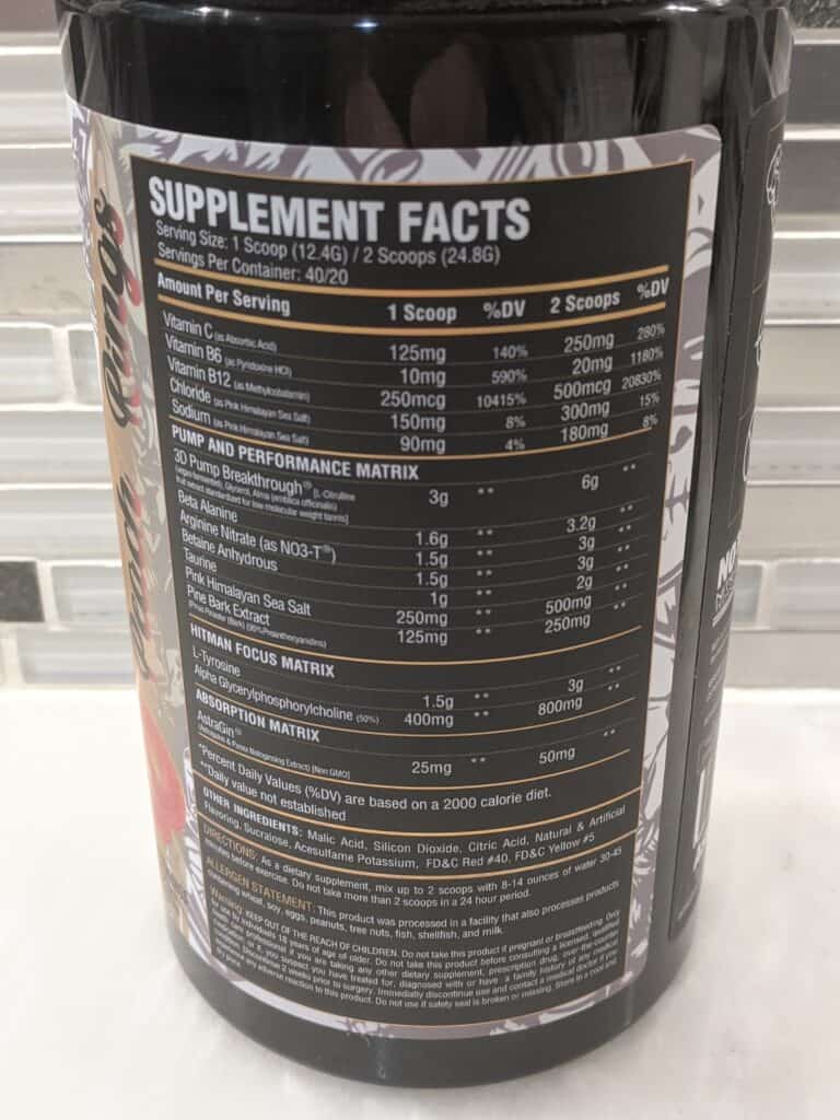 Sicario V2 Preworkout Ingredients