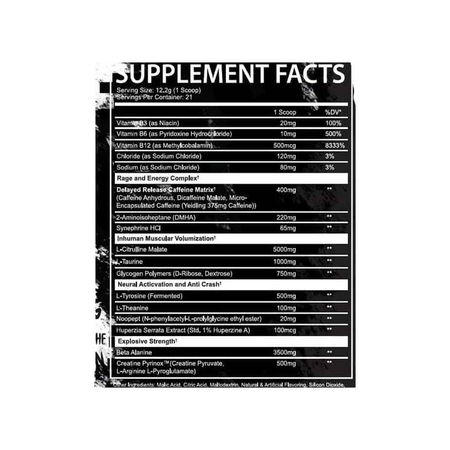 Inhuman PreWorkout Ingredients