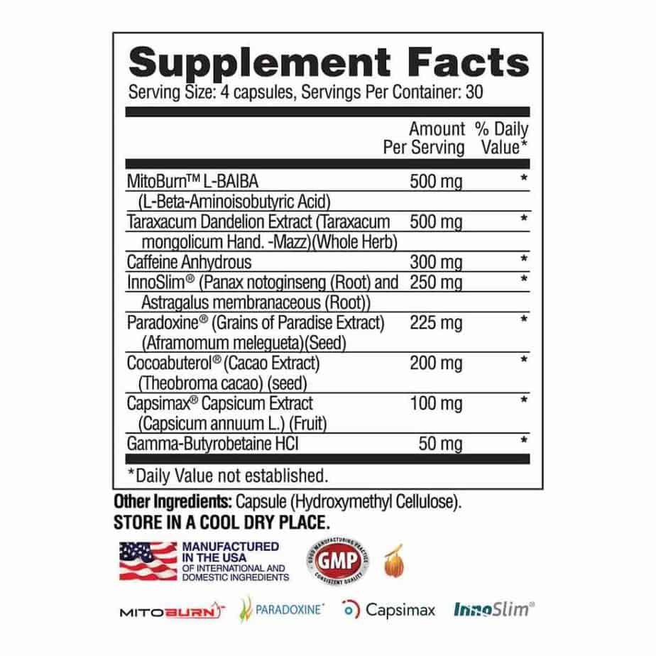 apollon nutrition chaos fat burner ingredient label